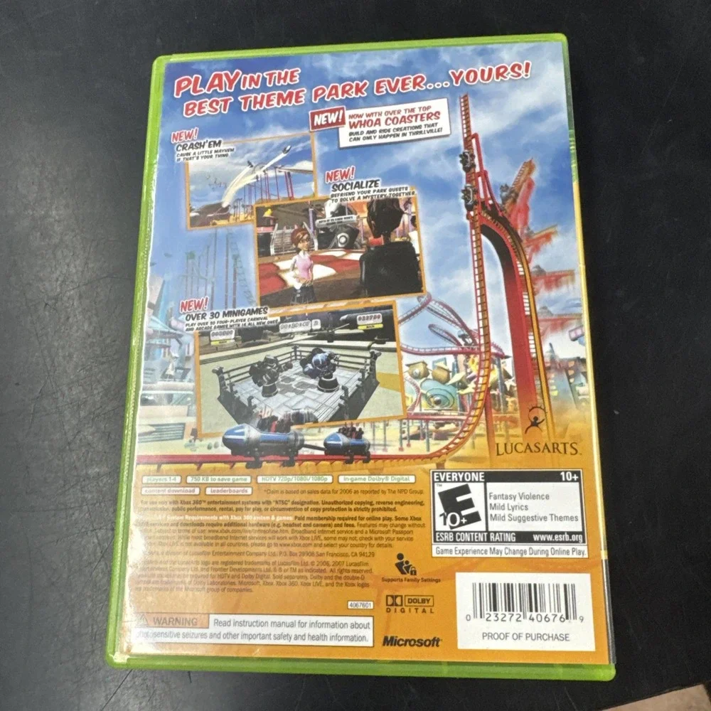 Thrillville: Off the Rails (Microsoft Xbox 360, 2007) CIB Complete Manual Tested